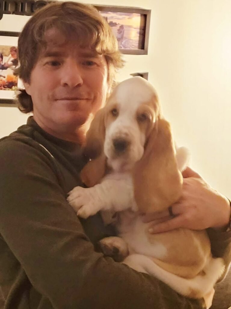 The Harmon Family with their basset hound