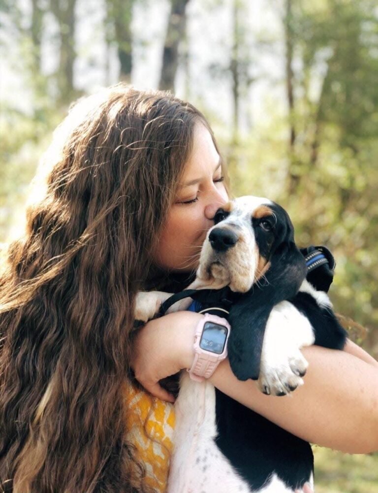 Anita Delacroix with their basset hound