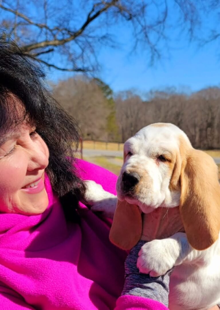 Priya Raman with their basset hound