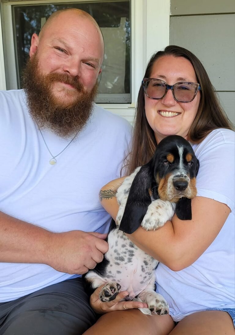 The Alvarez Family with their basset hound