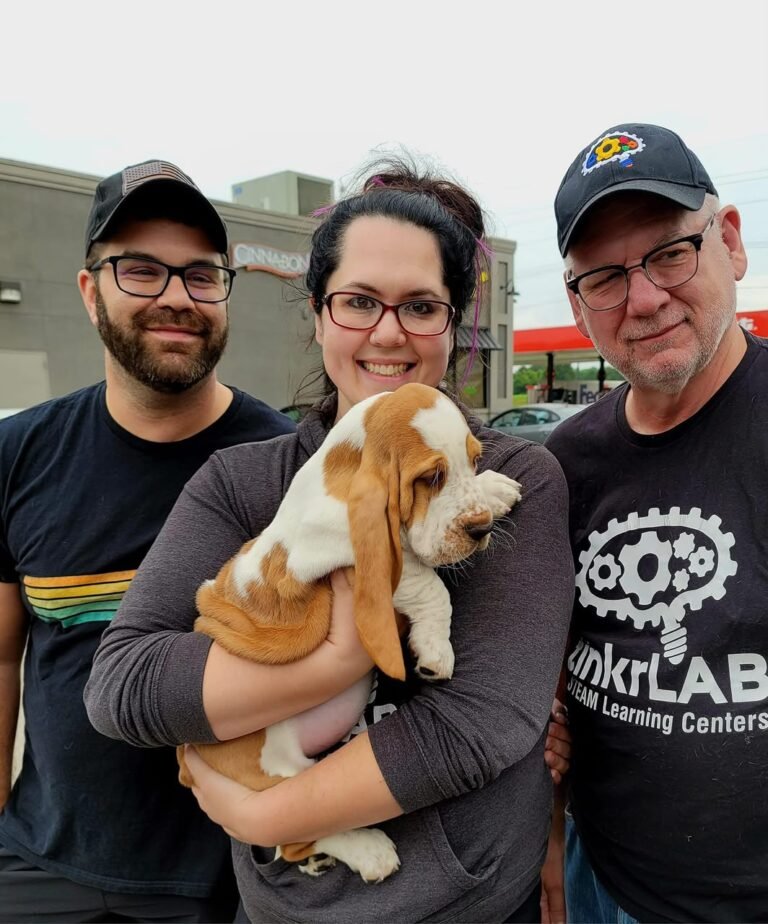 Hannah Beaumont with their basset hound